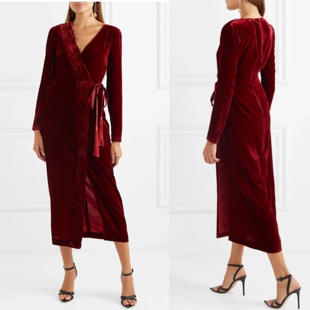 Rachel Zoe Long Velvet Dress in Maroon